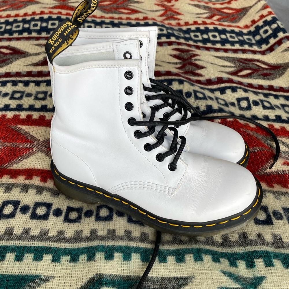 White Dr. Martens 1460 Leather Combat Boots US 6